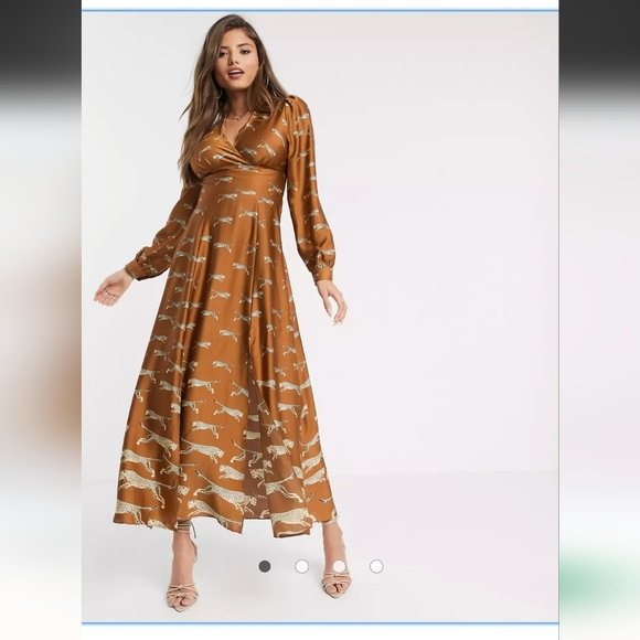 BNWT! ASOS /Liquorish wrap front maxi dress in graduated cheetah print - Picture 1 of 4